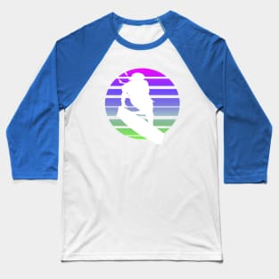 Kitesurfing Female Rider Silhouette Retro Sunset Baseball T-Shirt